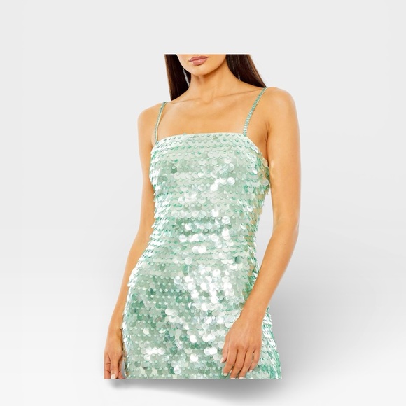 Mac Duggal Sparkling Green Mini Dress - Picture 6 of 11